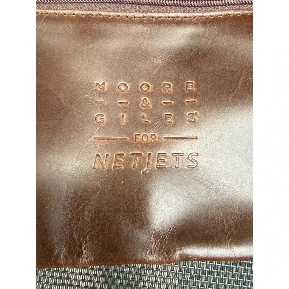 Moore & Giles for NetJets Brown Leather Travel Tech Roll Document Organizer 8x5